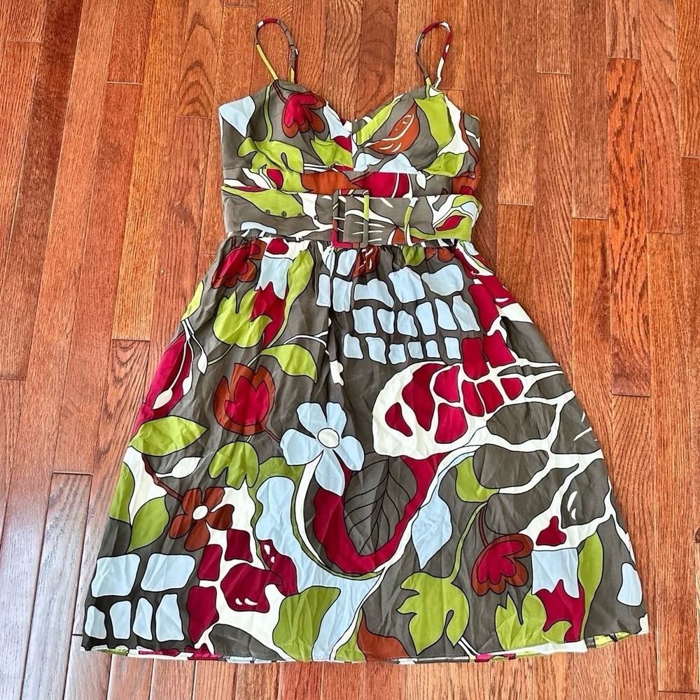 Oc By Oc 100% Silk Unique Pattern Elegant Feminine Cocktail Dress Size 8